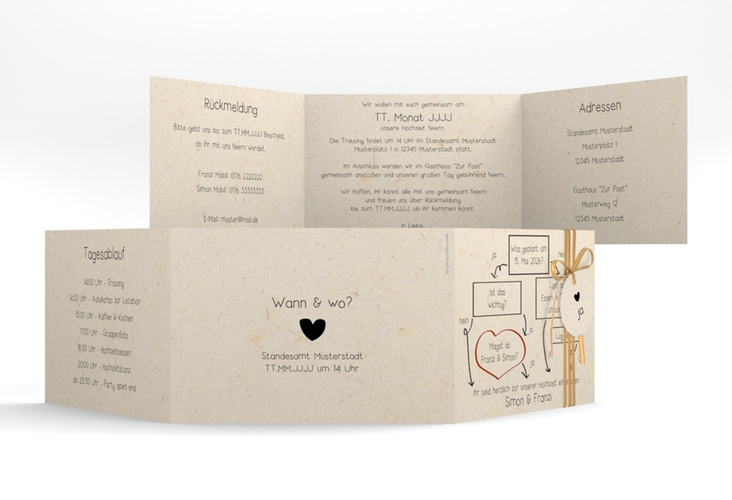 Hochzeitseinladung Entscheidung A6 Doppel-Klappkarte
