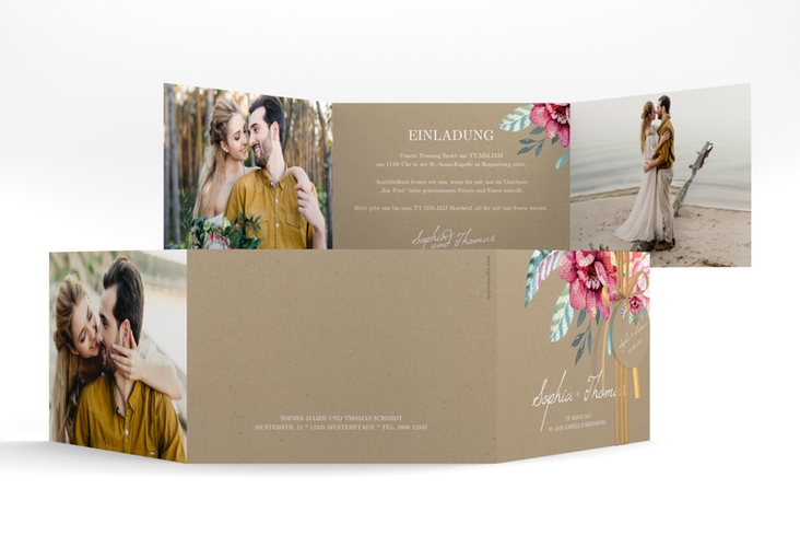 Hochzeitseinladung Blooming A6 Doppel-Klappkarte