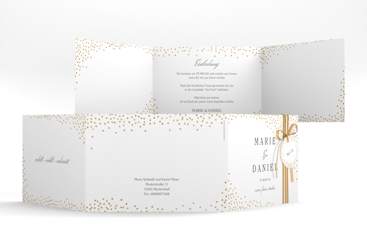 Hochzeitseinladung Glitter A6 Doppel-Klappkarte hochglanz