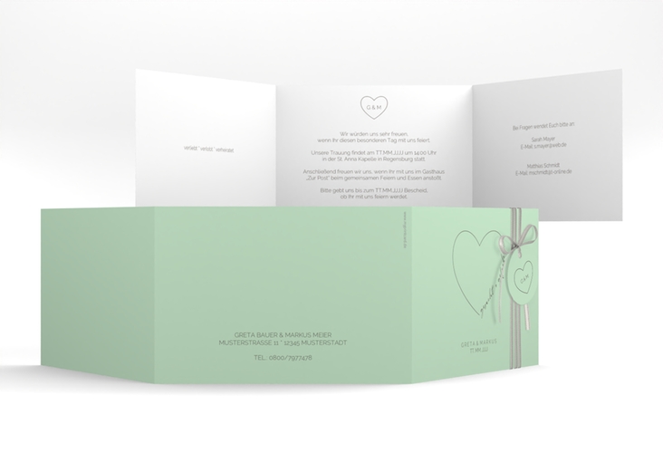 Hochzeitseinladung Lebenstraum A6 Doppel-Klappkarte mint hochglanz