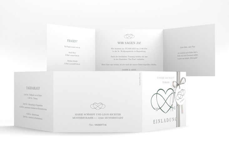 Hochzeitseinladung Infinity A6 Doppel-Klappkarte gruen