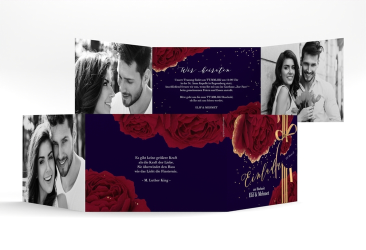 Hochzeitseinladung Cherie A6 Doppel-Klappkarte schwarz