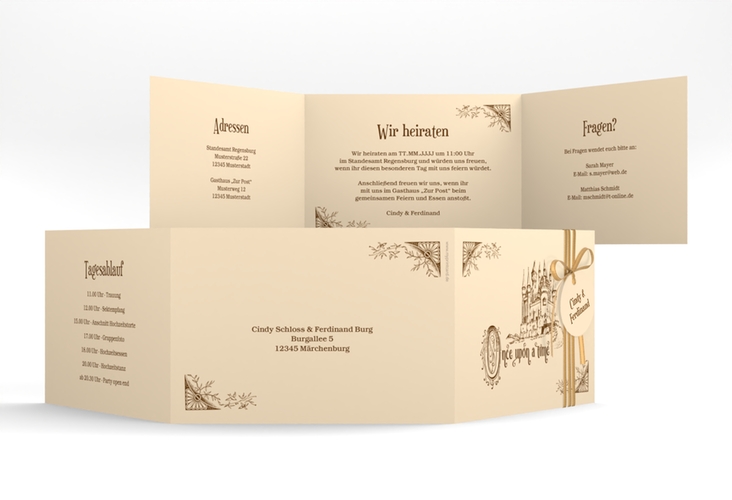 Hochzeitseinladung Storybook A6 Doppel-Klappkarte hochglanz
