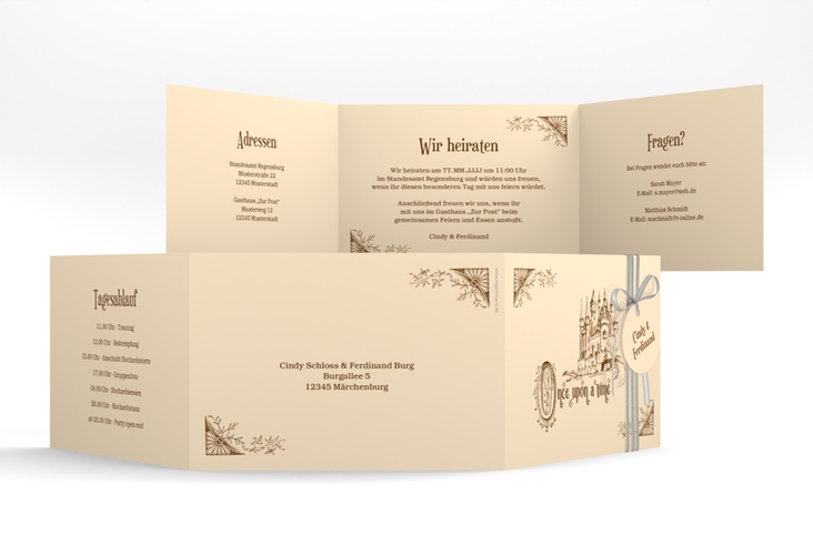 Hochzeitseinladung Storybook A6 Doppel-Klappkarte hochglanz