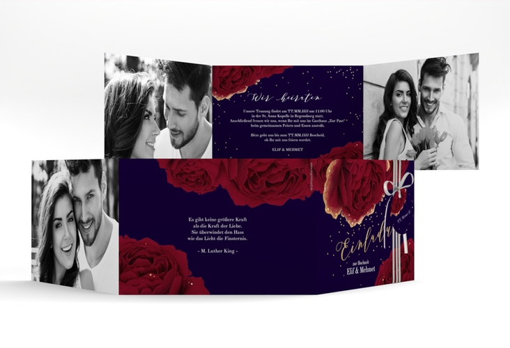 Hochzeitseinladung Cherie A6 Doppel-Klappkarte schwarz