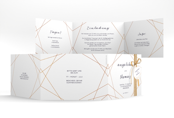 Hochzeitseinladung Asymmetry A6 Doppel-Klappkarte weiss hochglanz