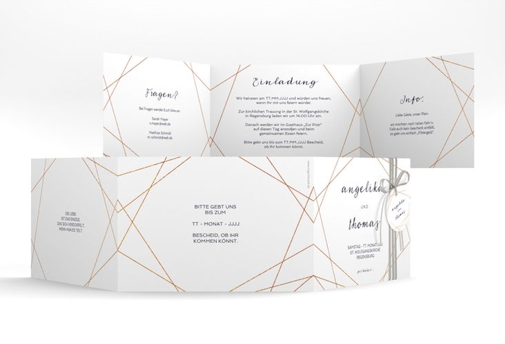 Hochzeitseinladung Asymmetry A6 Doppel-Klappkarte weiss hochglanz
