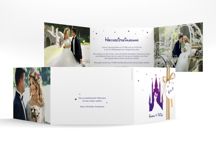 Hochzeitseinladung Castle A6 Doppel-Klappkarte