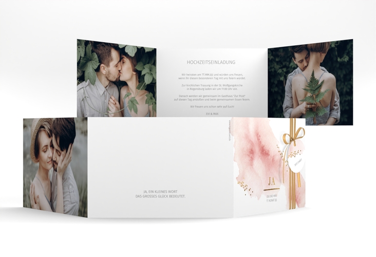 Hochzeitseinladung Pastell A6 Doppel-Klappkarte