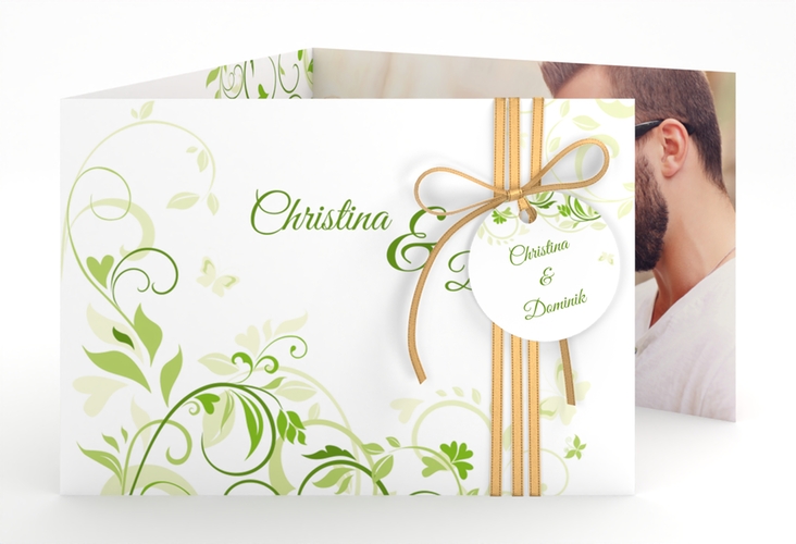 Hochzeitseinladung Lilly A6 Doppel-Klappkarte gruen