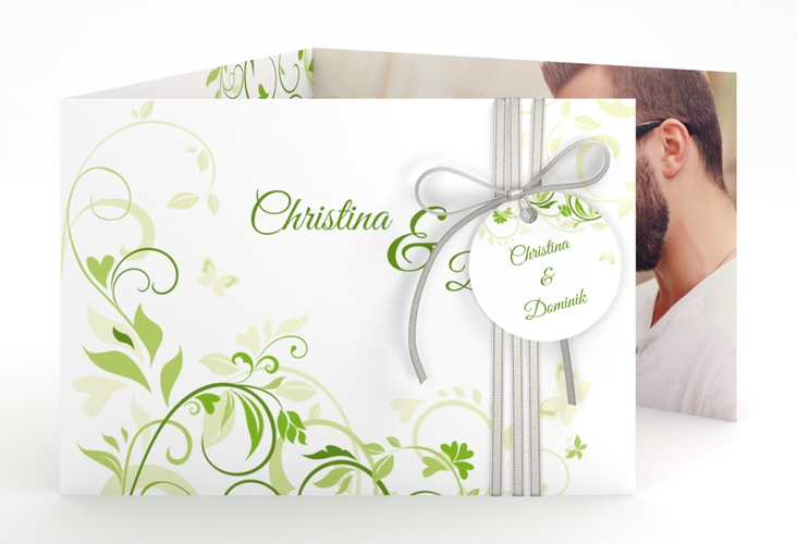 Hochzeitseinladung Lilly A6 Doppel-Klappkarte gruen