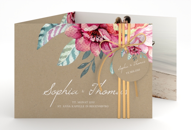 Hochzeitseinladung Blooming A6 Doppel-Klappkarte