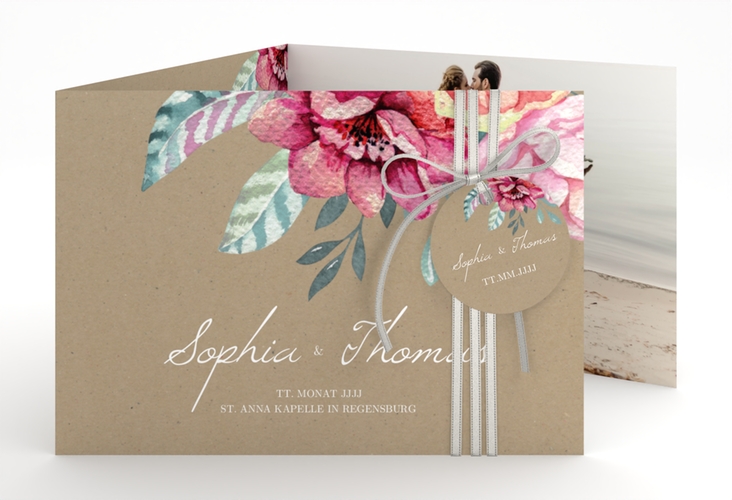 Hochzeitseinladung Blooming A6 Doppel-Klappkarte