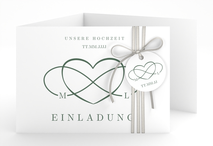 Hochzeitseinladung Infinity A6 Doppel-Klappkarte gruen