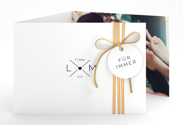 Hochzeitseinladung Initials A6 Doppel-Klappkarte hochglanz mit Initialen im minimalistischen Design