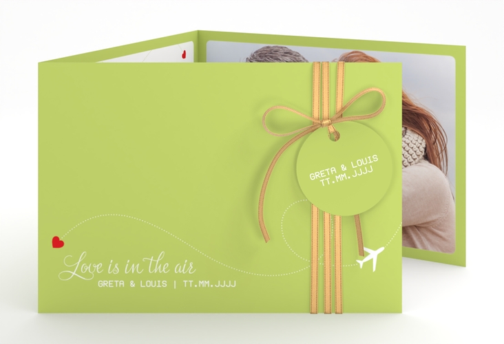 Hochzeitseinladung Weddingpass A6 Doppel-Klappkarte gruen
