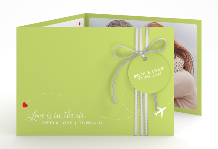 Hochzeitseinladung Weddingpass A6 Doppel-Klappkarte gruen