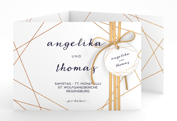 Hochzeitseinladung Asymmetry A6 Doppel-Klappkarte weiss hochglanz