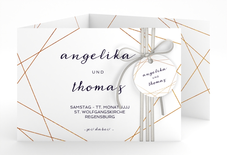 Hochzeitseinladung Asymmetry A6 Doppel-Klappkarte weiss hochglanz
