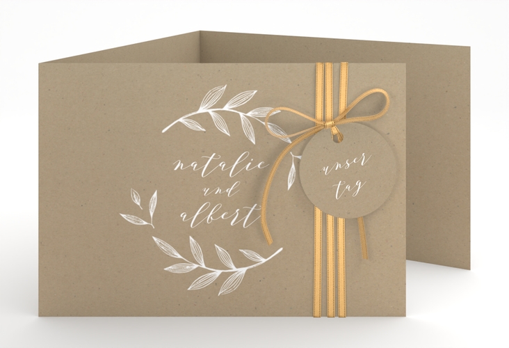 Hochzeitseinladung Naturelove A6 Doppel-Klappkarte weiss hochglanz
