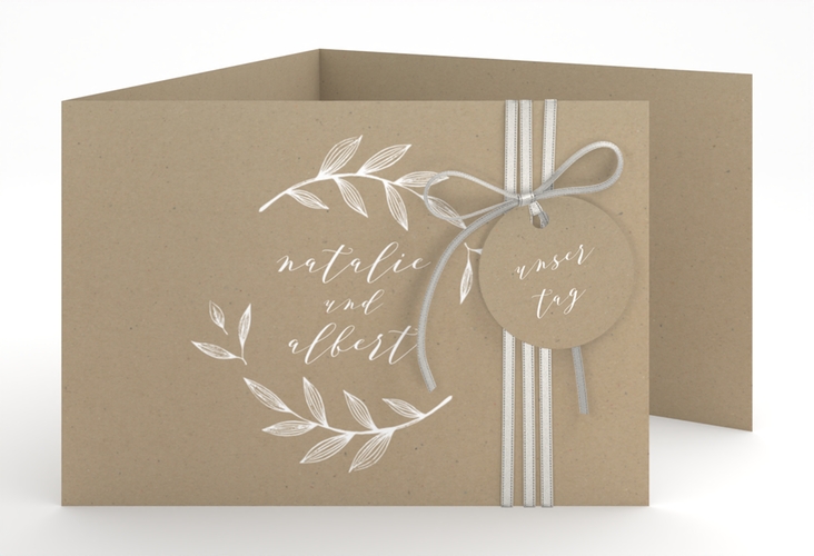 Hochzeitseinladung Naturelove A6 Doppel-Klappkarte weiss hochglanz