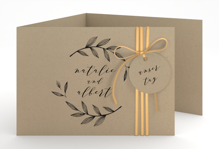 Hochzeitseinladung Naturelove A6 Doppel-Klappkarte schwarz hochglanz
