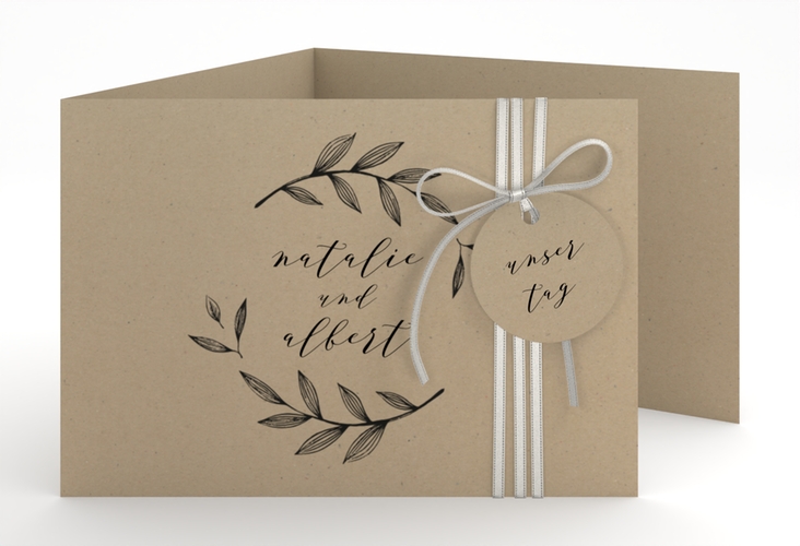 Hochzeitseinladung Naturelove A6 Doppel-Klappkarte schwarz hochglanz