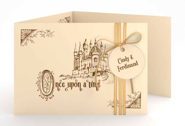 Hochzeitseinladung Storybook A6 Doppel-Klappkarte hochglanz