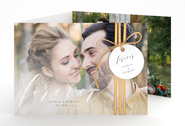 Hochzeitseinladung Promise A6 Doppel-Klappkarte weiss hochglanz
