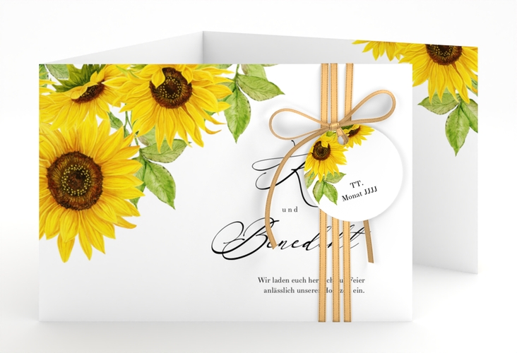 Hochzeitseinladung Sonnenblume A6 Doppel-Klappkarte