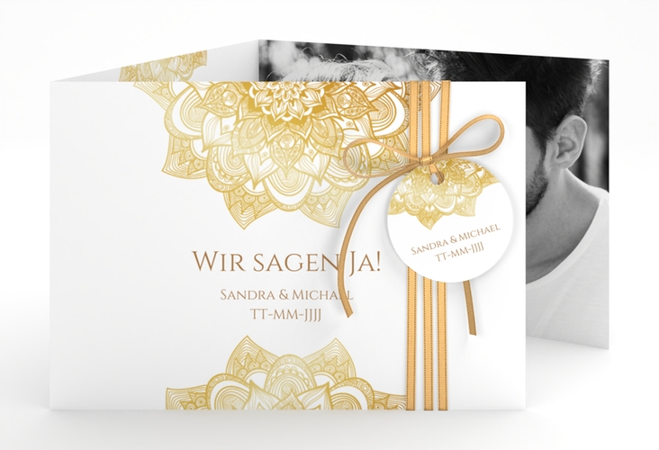 Hochzeitseinladung Delight A6 Doppel-Klappkarte gold