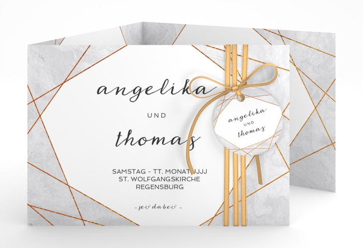Hochzeitseinladung Asymmetry A6 Doppel-Klappkarte grau hochglanz