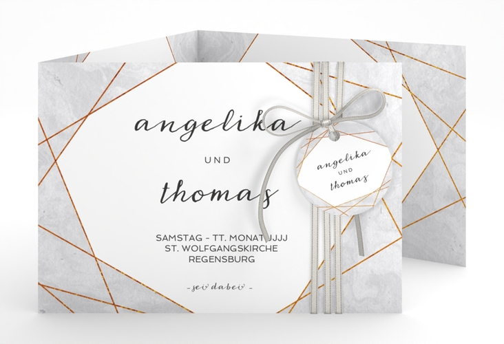 Hochzeitseinladung Asymmetry A6 Doppel-Klappkarte grau hochglanz
