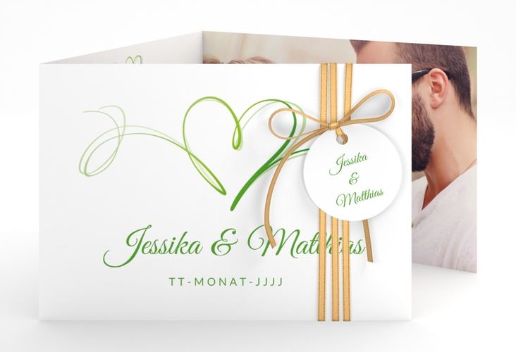 Hochzeitseinladung Envie A6 Doppel-Klappkarte gruen hochglanz