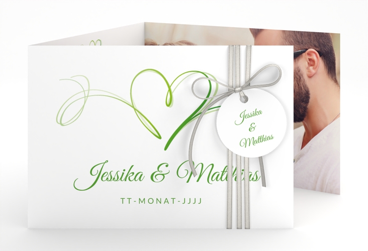 Hochzeitseinladung Envie A6 Doppel-Klappkarte gruen hochglanz