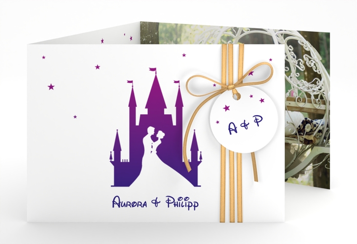 Hochzeitseinladung Castle A6 Doppel-Klappkarte