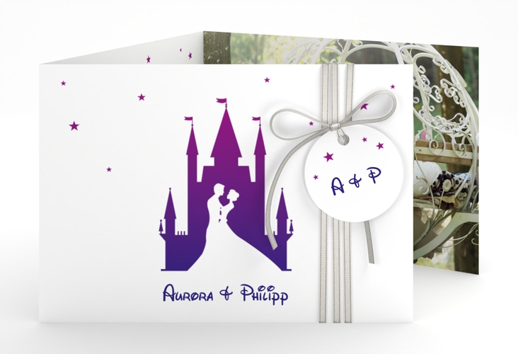 Hochzeitseinladung Castle A6 Doppel-Klappkarte