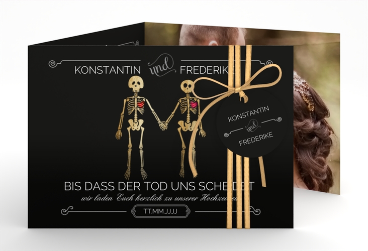 Hochzeitseinladung Bones A6 Doppel-Klappkarte