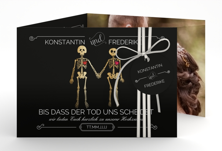 Hochzeitseinladung Bones A6 Doppel-Klappkarte