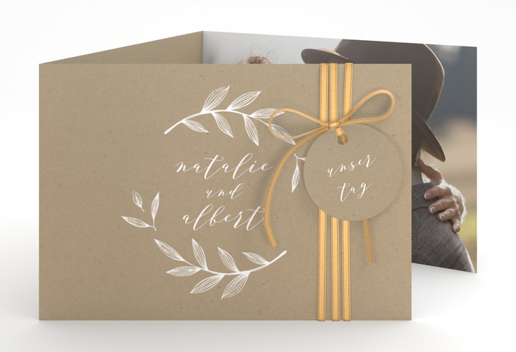 Hochzeitseinladung Naturelove A6 Doppel-Klappkarte weiss