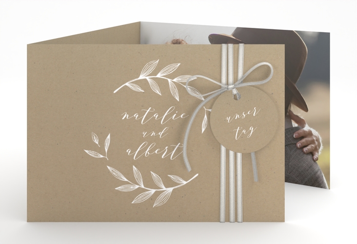 Hochzeitseinladung Naturelove A6 Doppel-Klappkarte weiss