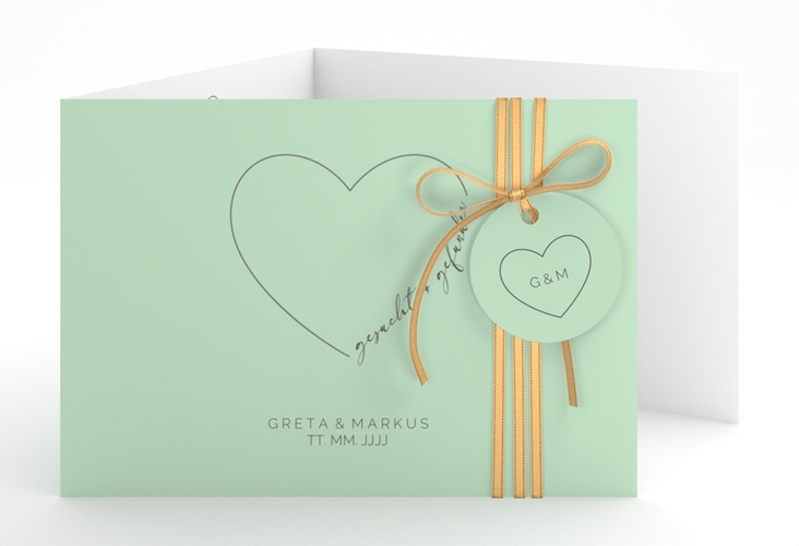 Hochzeitseinladung Lebenstraum A6 Doppel-Klappkarte mint hochglanz