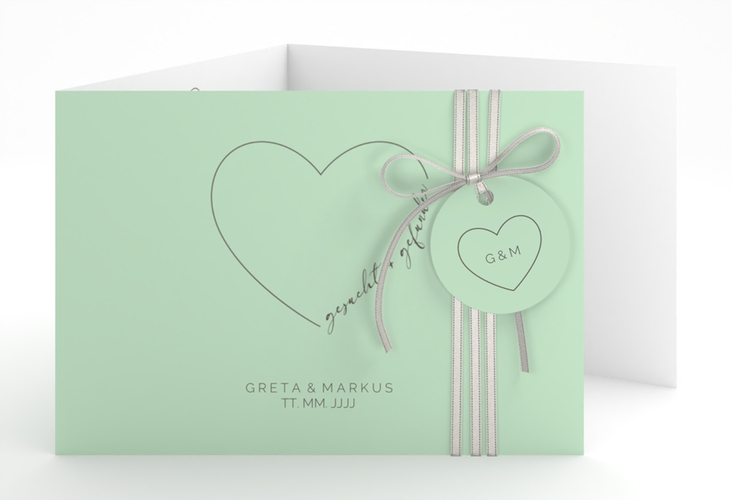 Hochzeitseinladung Lebenstraum A6 Doppel-Klappkarte mint hochglanz