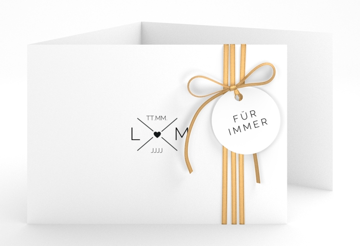 Hochzeitseinladung Initials A6 Doppel-Klappkarte hochglanz mit Initialen im minimalistischen Design