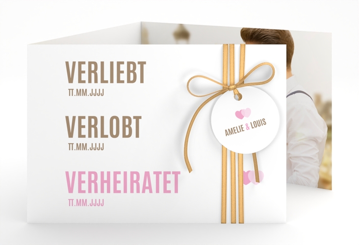 Hochzeitseinladung Couple A6 Doppel-Klappkarte rosa