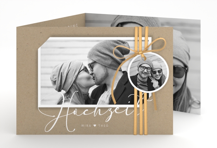 Hochzeitseinladung Crafty A6 Doppel-Klappkarte hochglanz mit Schwarzweiß-Foto