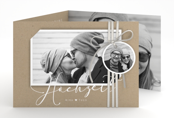 Hochzeitseinladung Crafty A6 Doppel-Klappkarte hochglanz mit Schwarzweiß-Foto