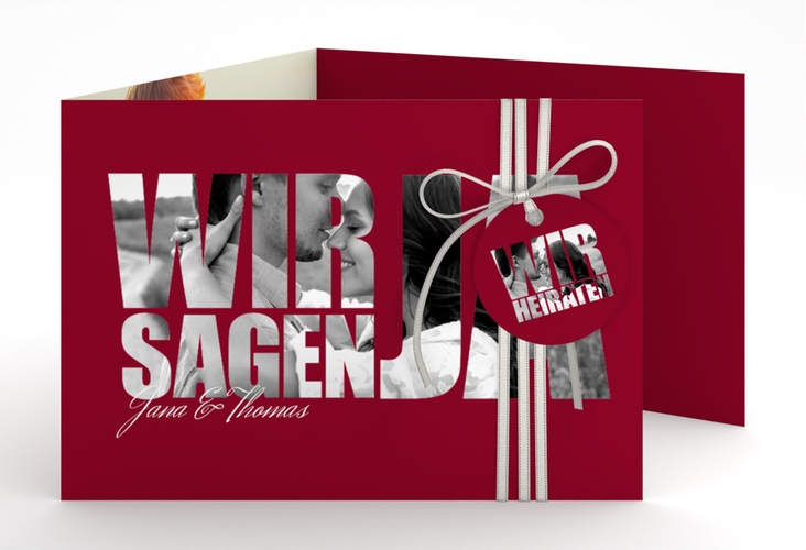 Hochzeitseinladung Letters A6 Doppel-Klappkarte rot