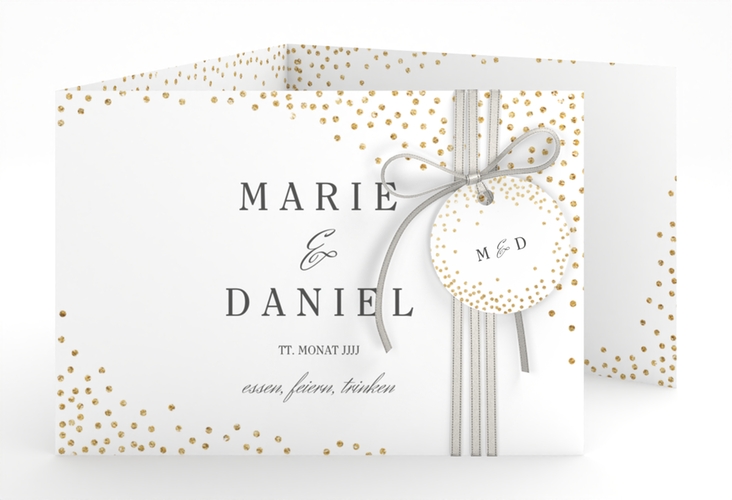 Hochzeitseinladung Glitter A6 Doppel-Klappkarte hochglanz