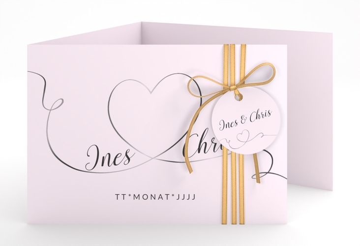 Hochzeitseinladung Dolce A6 Doppel-Klappkarte rosa hochglanz